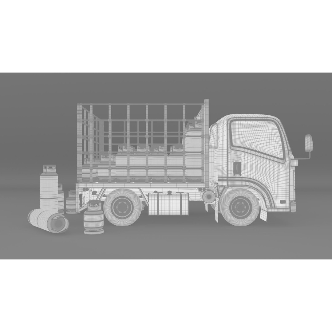 ISUZU NLR130 Gas Tank 3D Model – Detailed Low Poly Asset, FBX, OBJ - View 25