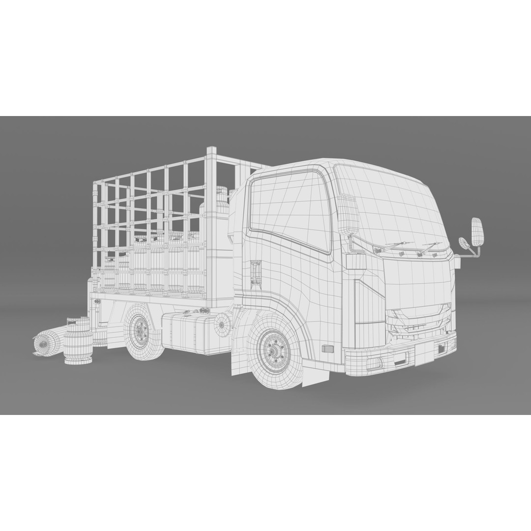 ISUZU NLR130 Gas Tank 3D Model – Detailed Low Poly Asset, FBX, OBJ - View 26
