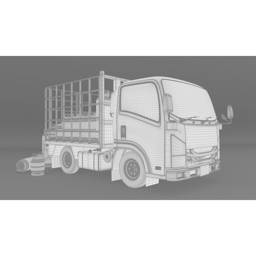 ISUZU NLR130 Gas Tank 3D Model – Detailed Low Poly Asset, FBX, OBJ - View 27