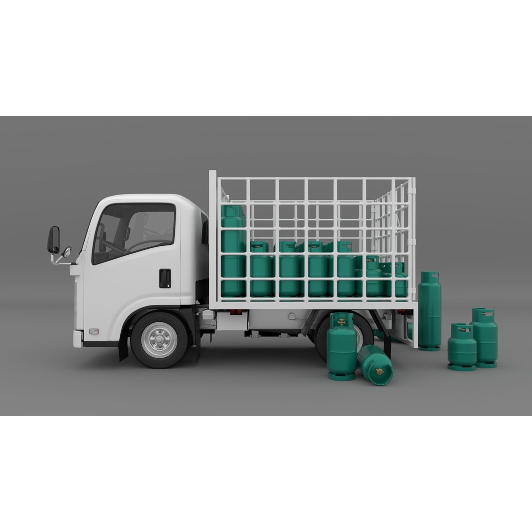 ISUZU NLR130 Gas Tank 3D Model – Detailed Low Poly Asset, FBX, OBJ - View 3