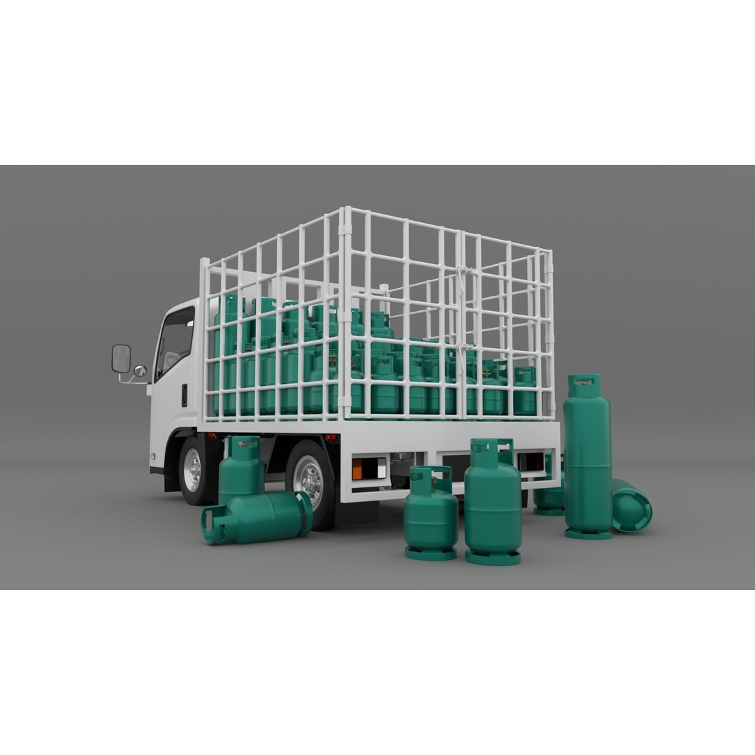 ISUZU NLR130 Gas Tank 3D Model – Detailed Low Poly Asset, FBX, OBJ - View 4