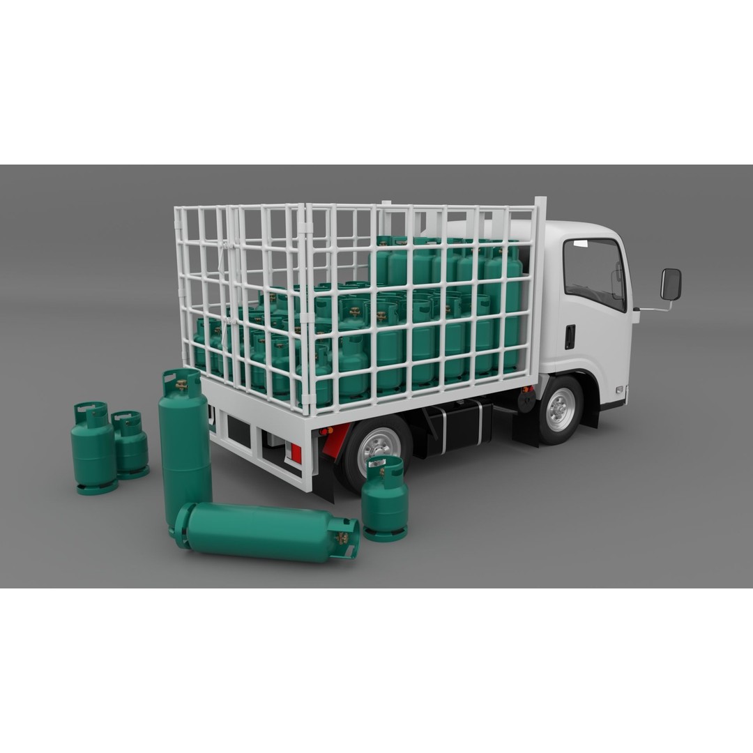 ISUZU NLR130 Gas Tank 3D Model – Detailed Low Poly Asset, FBX, OBJ - View 6