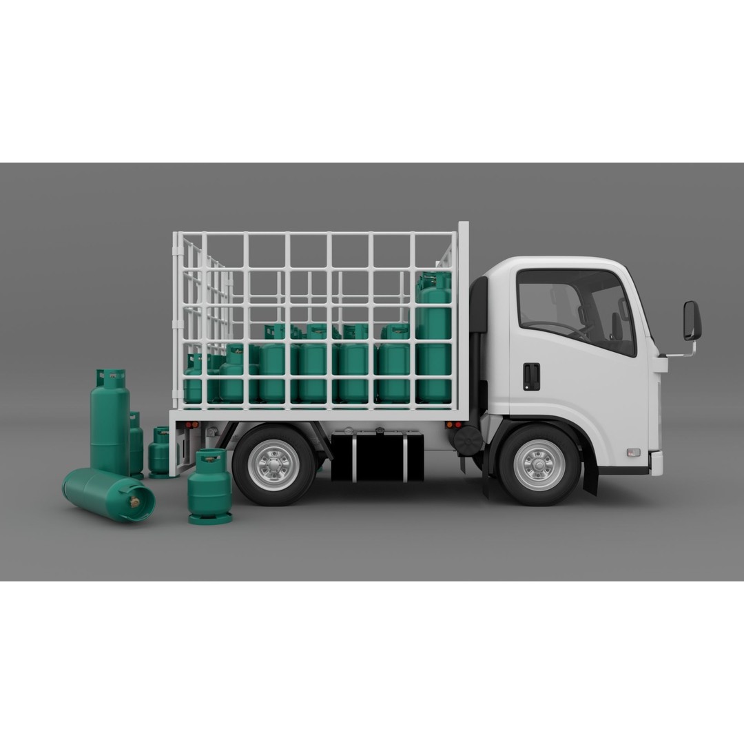 ISUZU NLR130 Gas Tank 3D Model – Detailed Low Poly Asset, FBX, OBJ - View 7