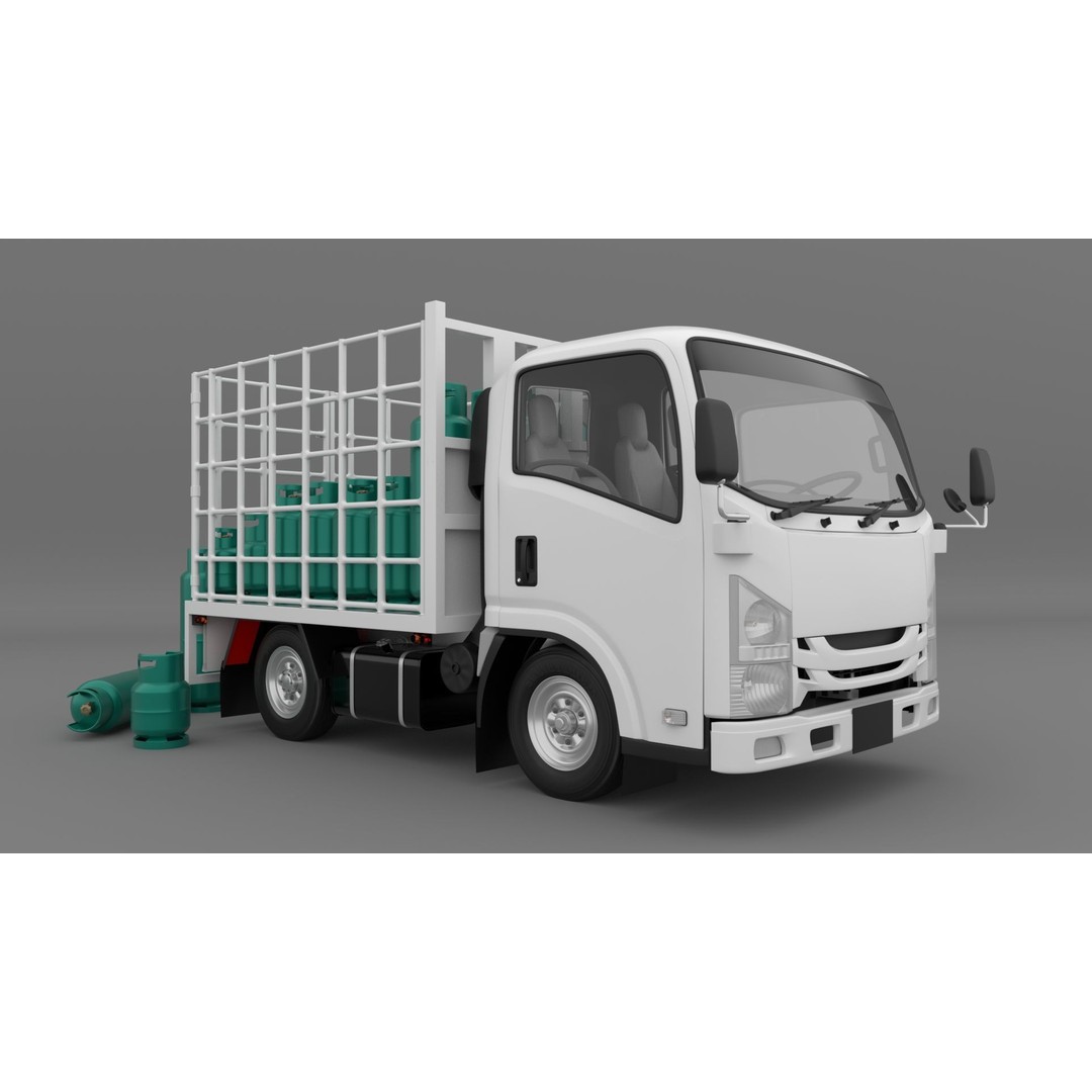 ISUZU NLR130 Gas Tank 3D Model – Detailed Low Poly Asset, FBX, OBJ - View 8