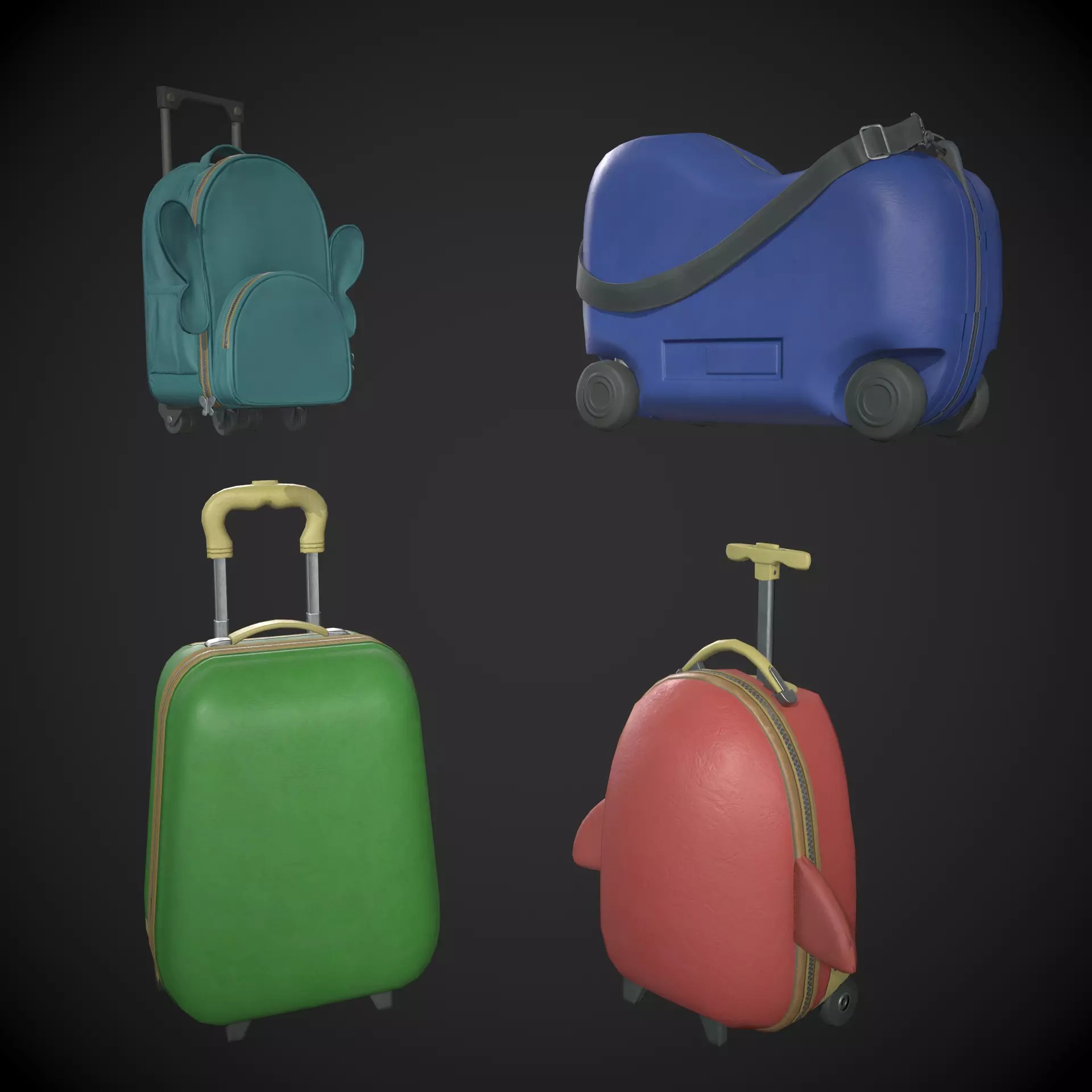 Kiddie Luggage - Low-Poly Game-Ready 3D Model - View 2