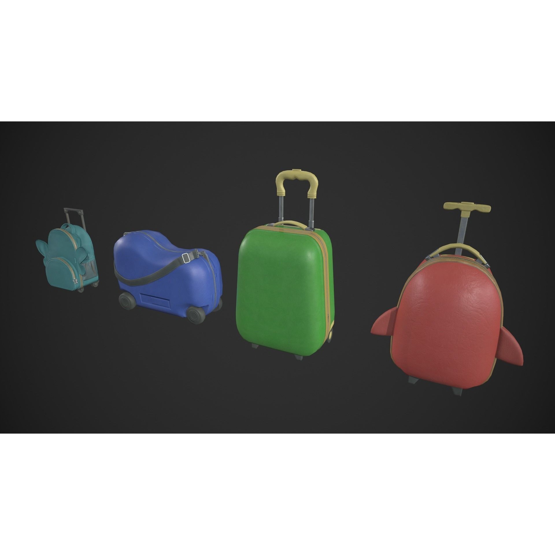 Kiddie Luggage - Low-Poly Game-Ready 3D Model - View 3