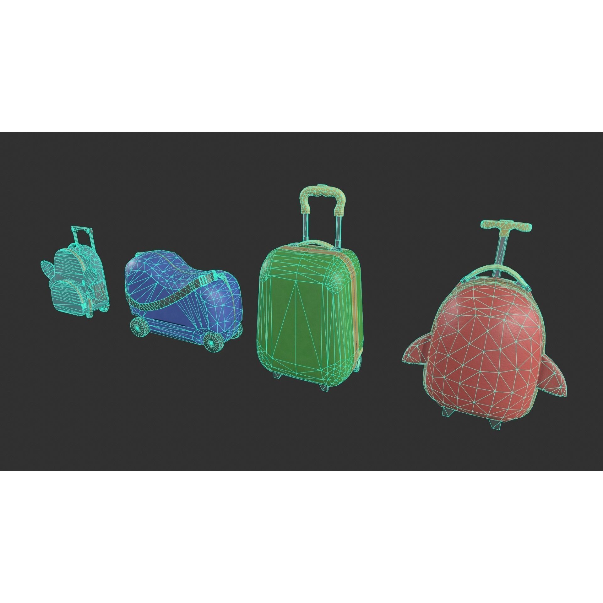 Kiddie Luggage - Low-Poly Game-Ready 3D Model - View 4