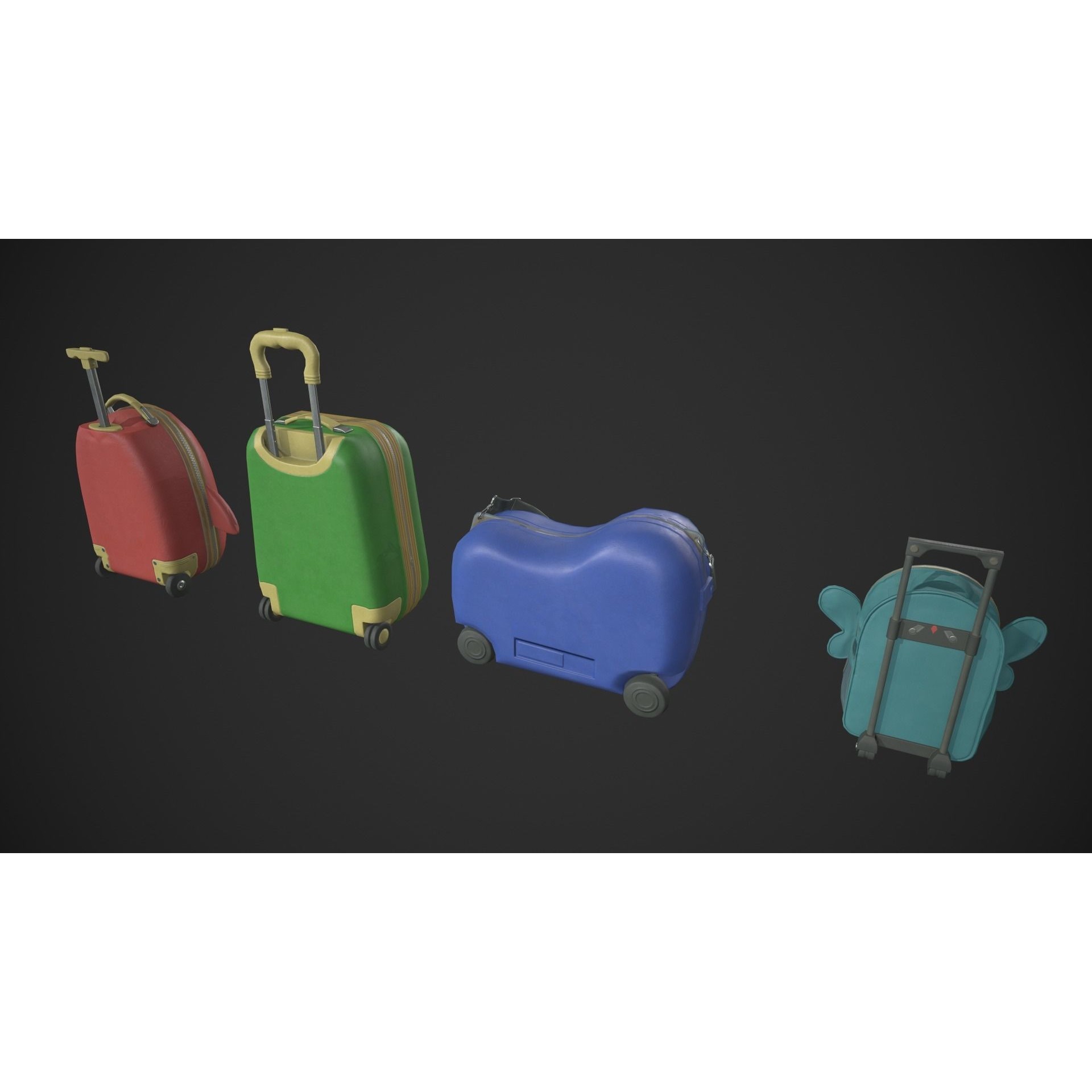 Kiddie Luggage - Low-Poly Game-Ready 3D Model - View 5