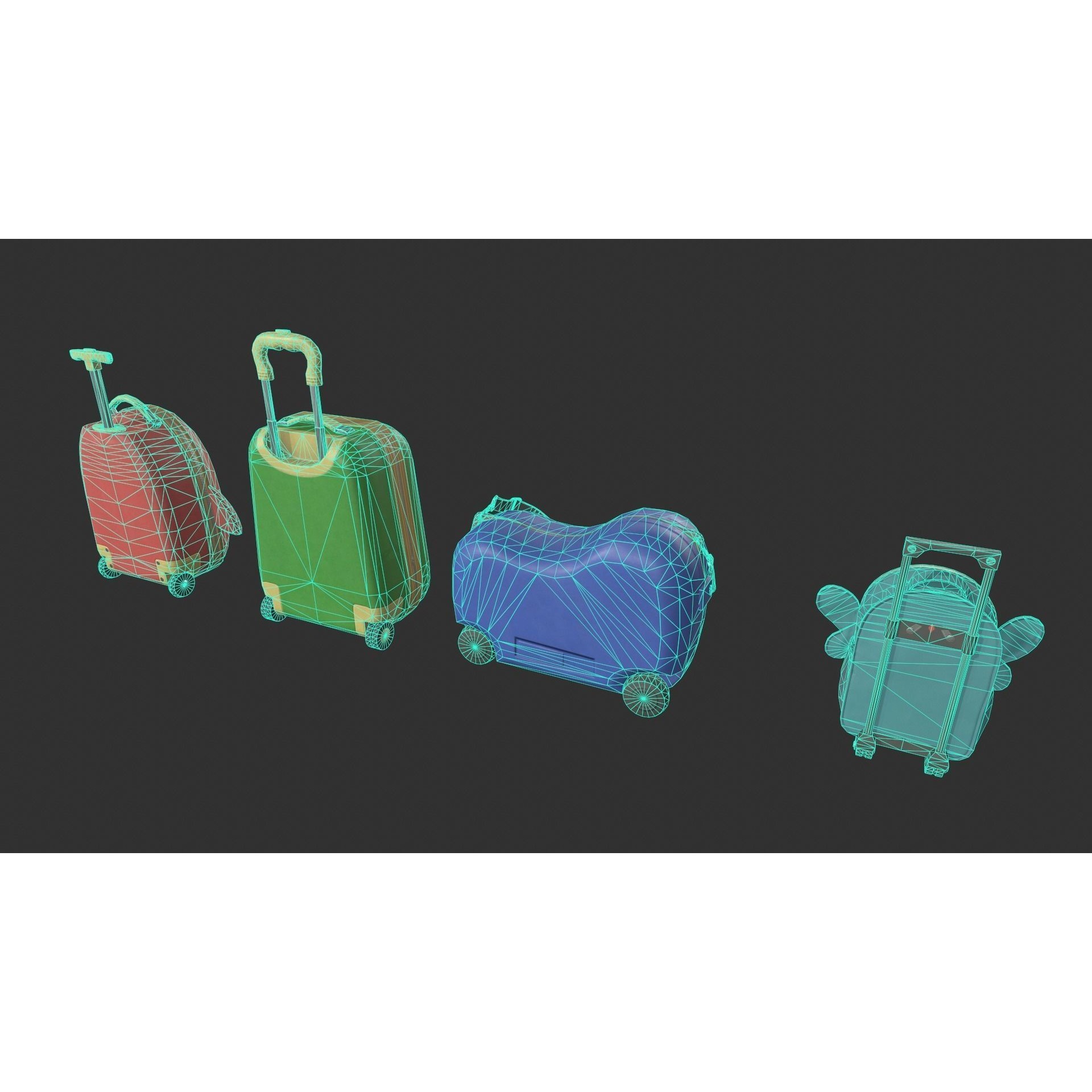 Kiddie Luggage - Low-Poly Game-Ready 3D Model - View 6