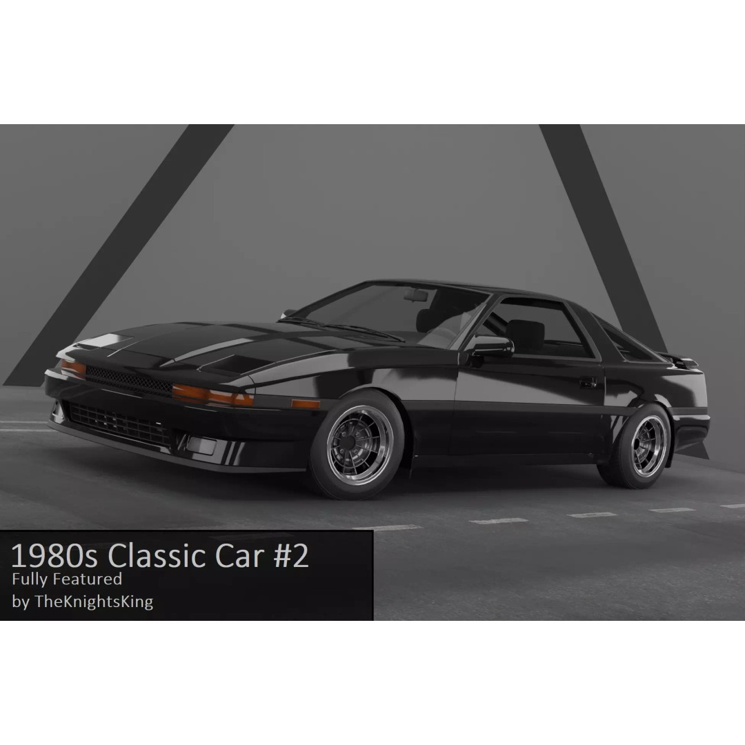 1980s Classic Car 3D Model – Low Poly Game Ready Vehicle, FBX - View 2