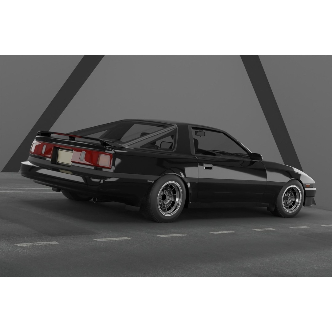1980s Classic Car 3D Model – Low Poly Game Ready Vehicle, FBX - View 3