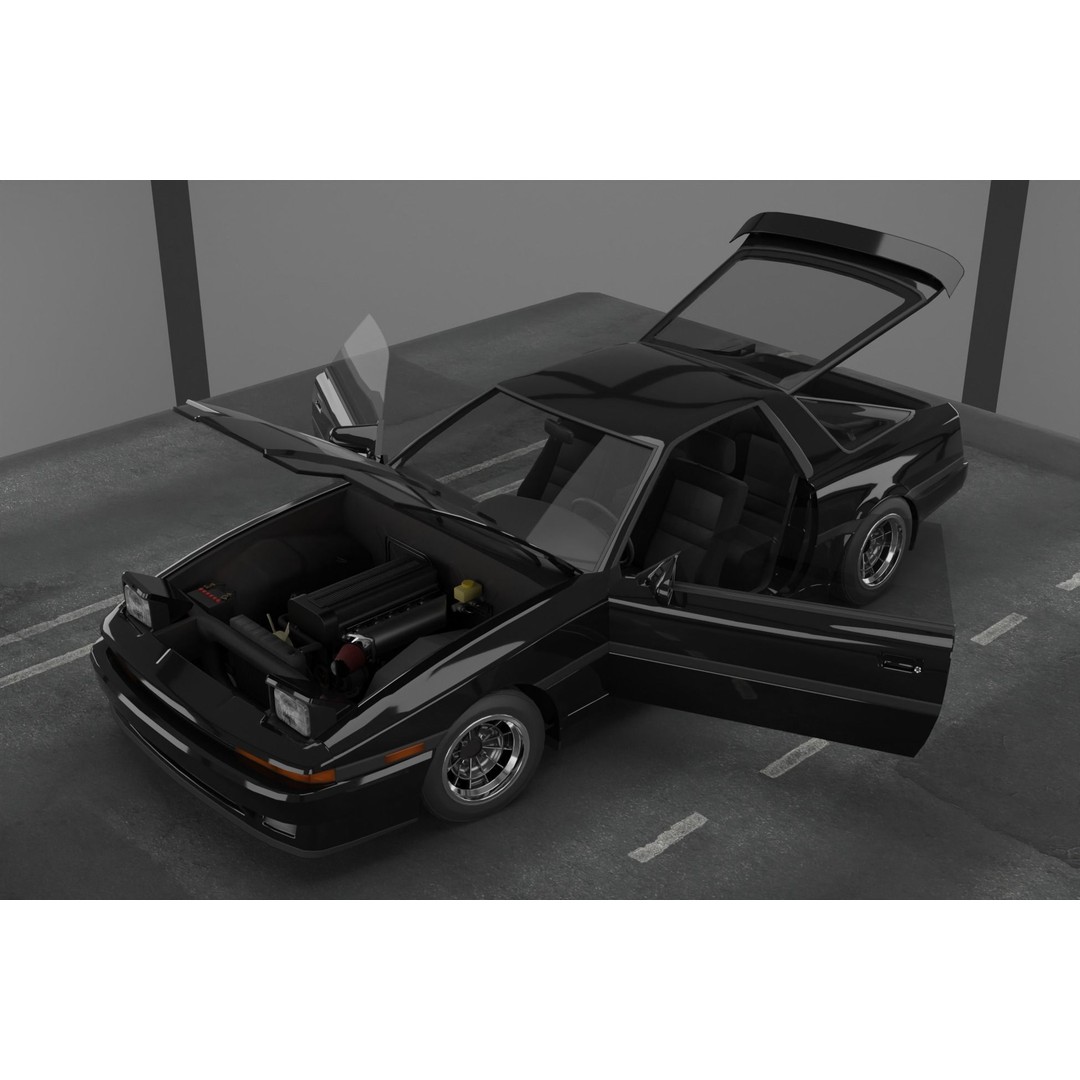 1980s Classic Car 3D Model – Low Poly Game Ready Vehicle, FBX - View 4