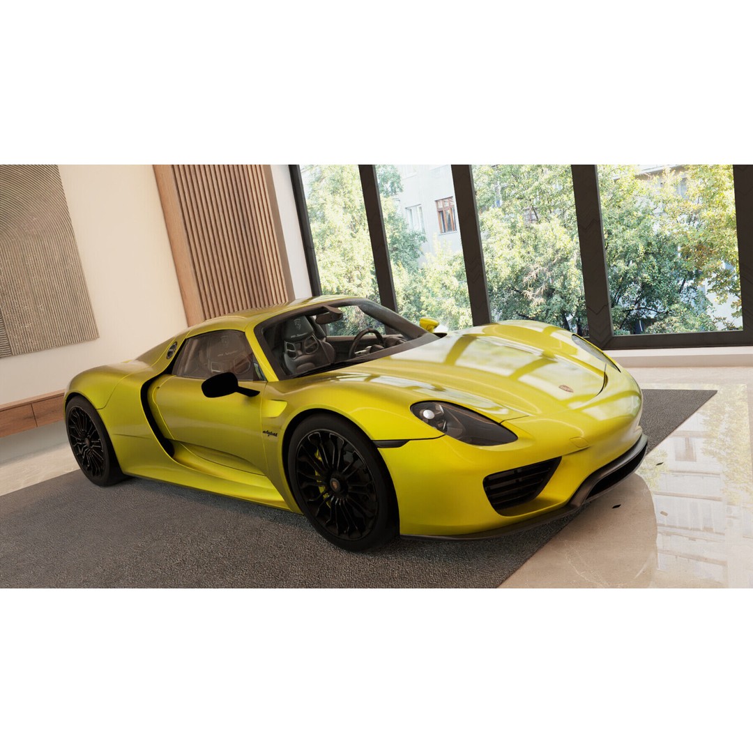 Porsche 918 Spyder 3D Model – Highly Detailed Low-Poly Game Asset, Blender - View 6