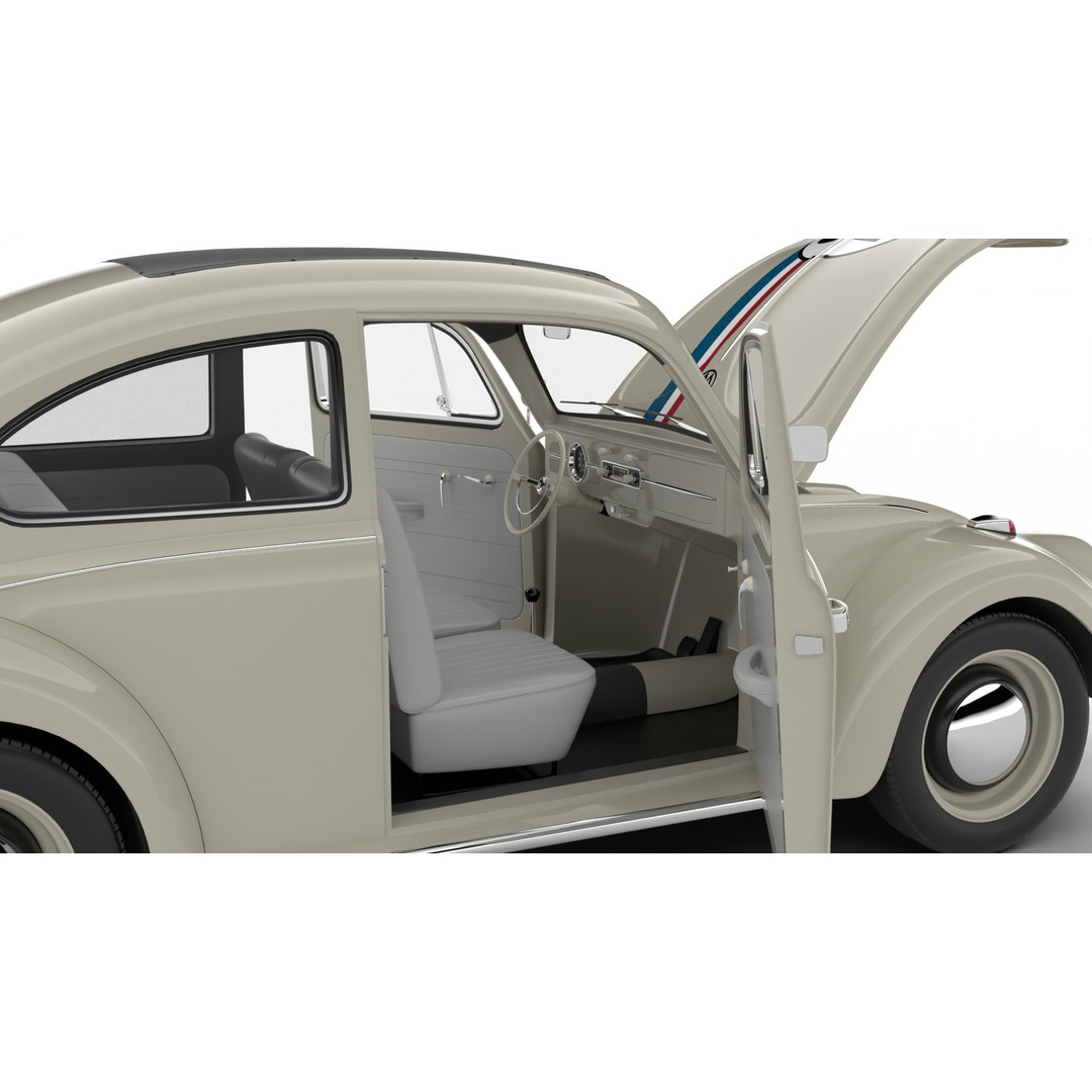 Volkswagen Beetle Herbie 1963 3D Model – High Poly Rigged Asset, FBX, OBJ - View 10