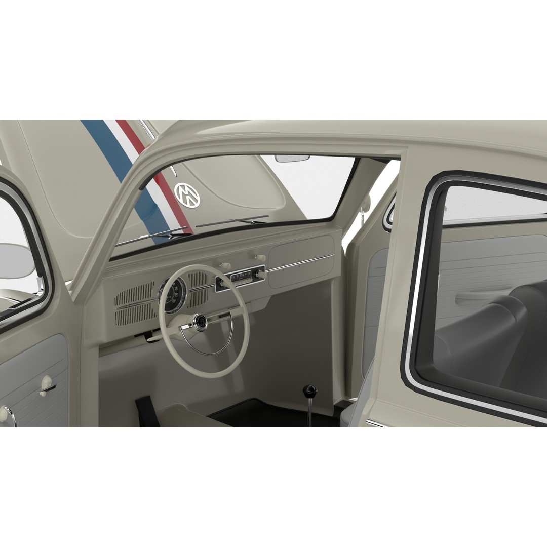 Volkswagen Beetle Herbie 1963 3D Model – High Poly Rigged Asset, FBX, OBJ - View 11