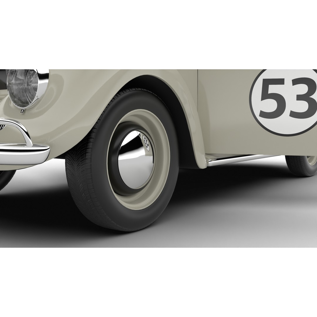 Volkswagen Beetle Herbie 1963 3D Model – High Poly Rigged Asset, FBX, OBJ - View 14