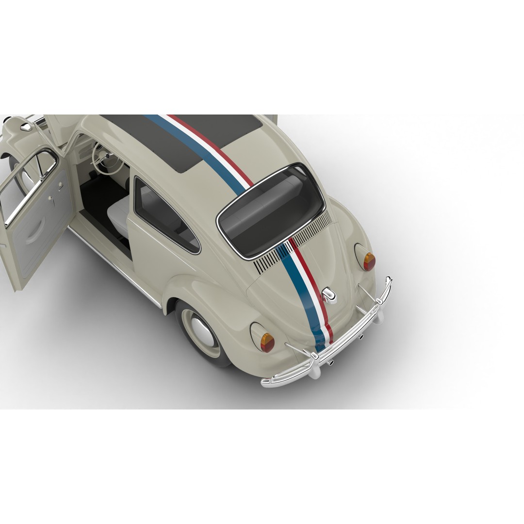 Volkswagen Beetle Herbie 1963 3D Model – High Poly Rigged Asset, FBX, OBJ - View 15