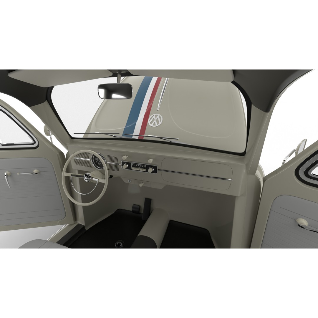 Volkswagen Beetle Herbie 1963 3D Model – High Poly Rigged Asset, FBX, OBJ - View 22