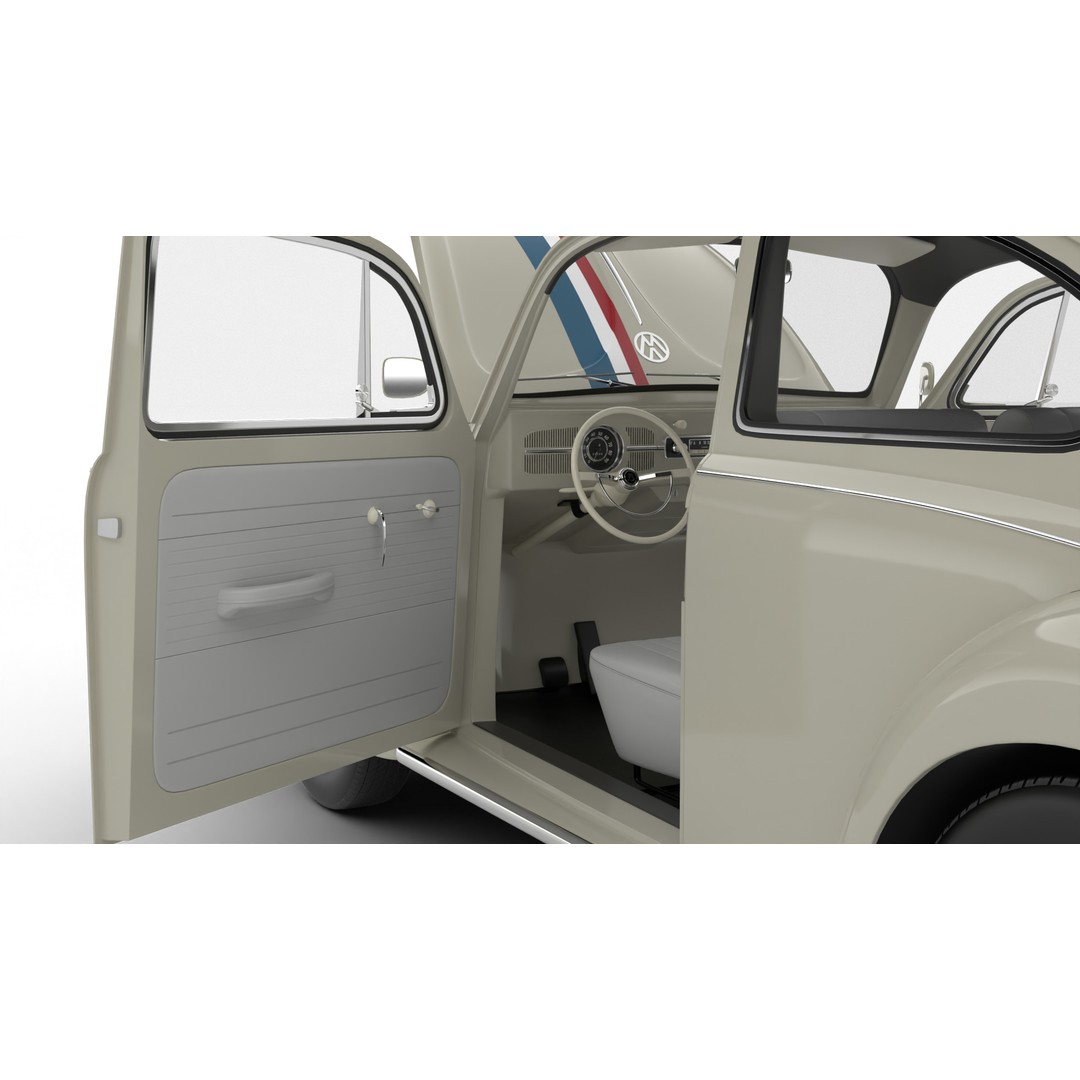 Volkswagen Beetle Herbie 1963 3D Model – High Poly Rigged Asset, FBX, OBJ - View 23