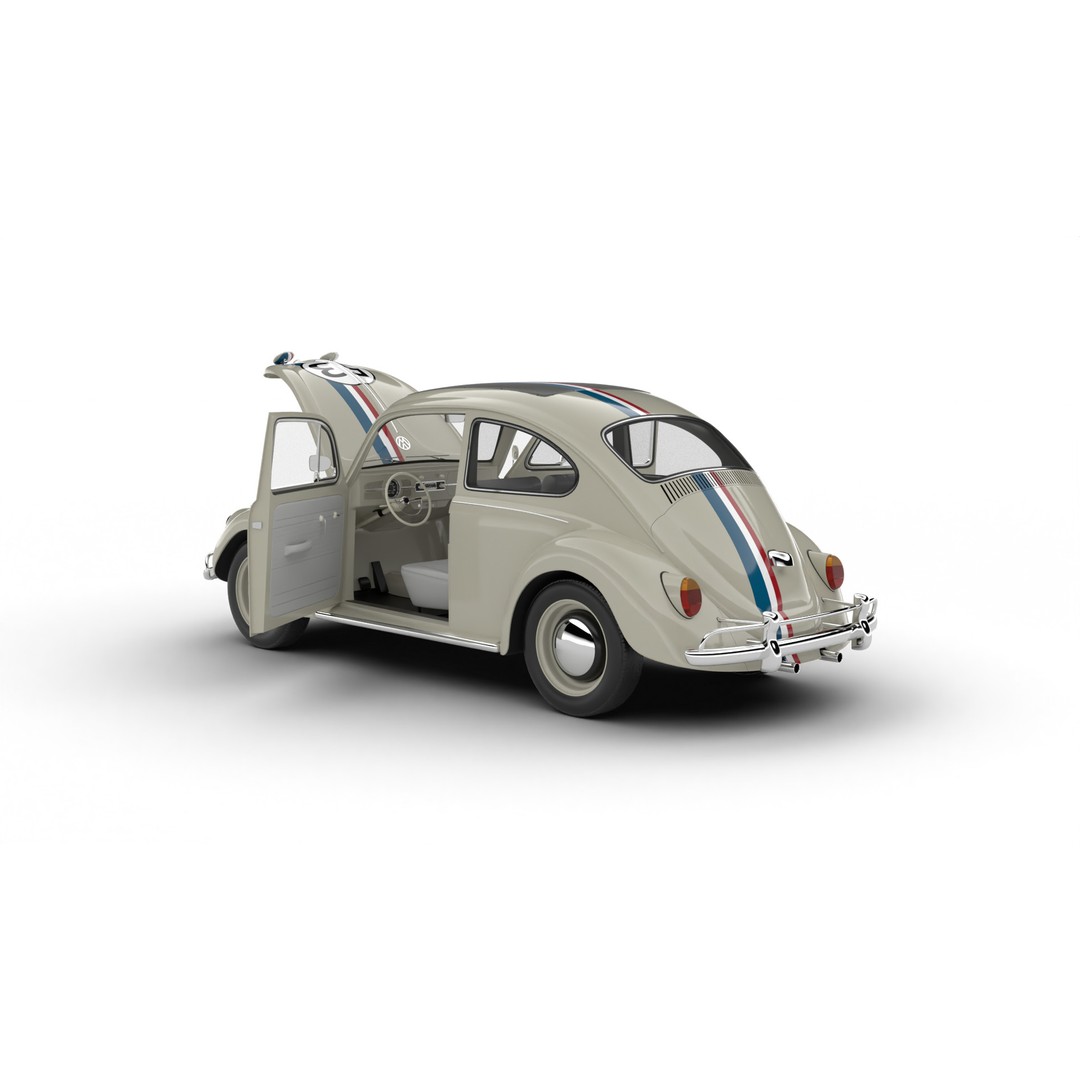 Volkswagen Beetle Herbie 1963 3D Model – High Poly Rigged Asset, FBX, OBJ - View 3