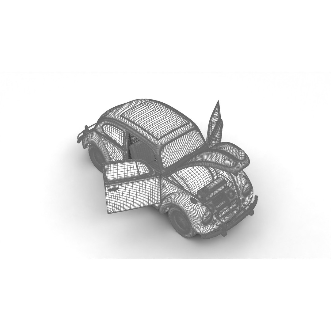 Volkswagen Beetle Herbie 1963 3D Model – High Poly Rigged Asset, FBX, OBJ - View 30