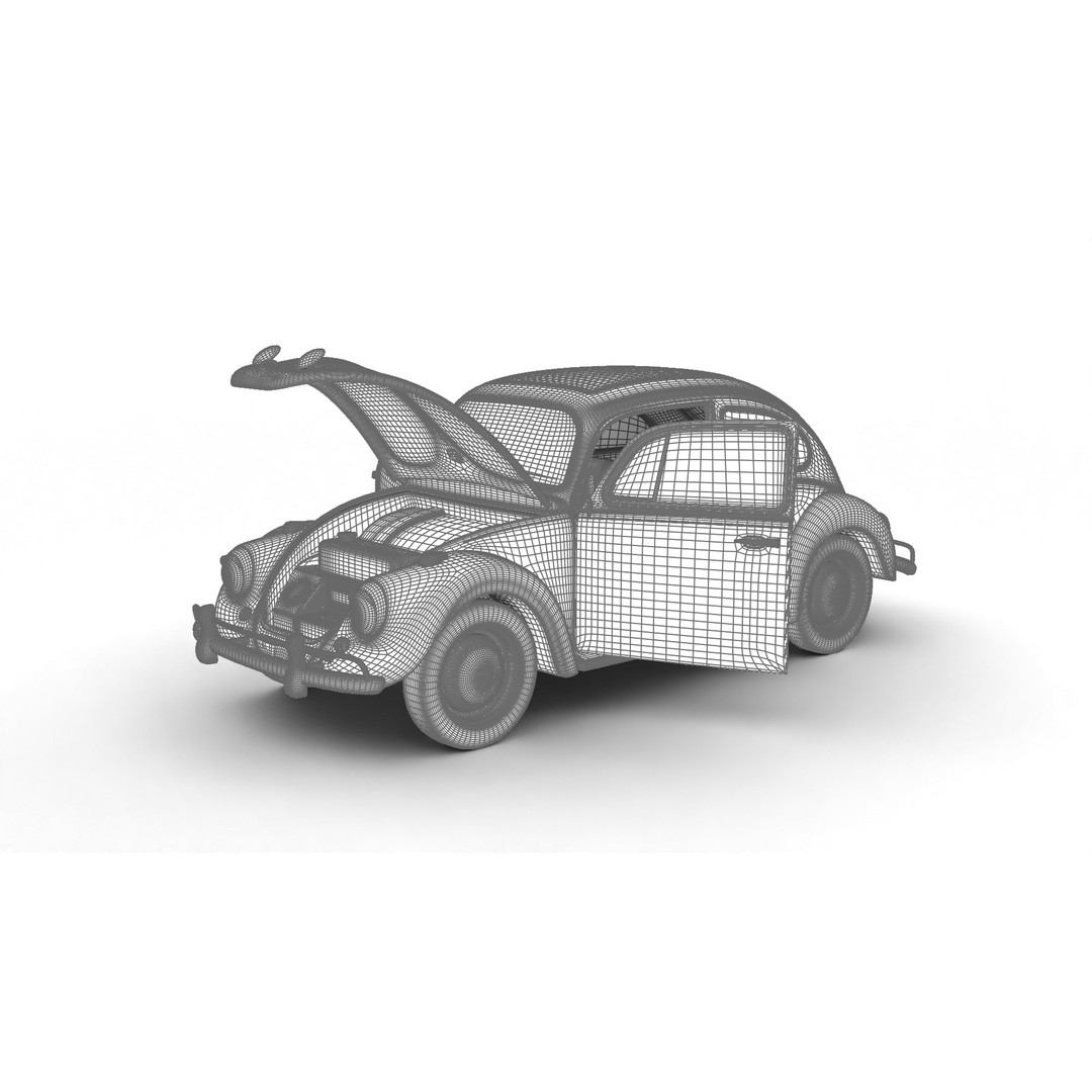 Volkswagen Beetle Herbie 1963 3D Model – High Poly Rigged Asset, FBX, OBJ - View 32