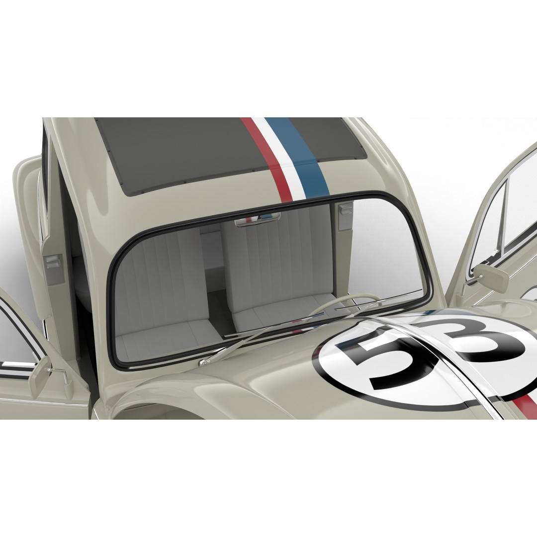 Volkswagen Beetle Herbie 1963 3D Model – High Poly Rigged Asset, FBX, OBJ - View 4