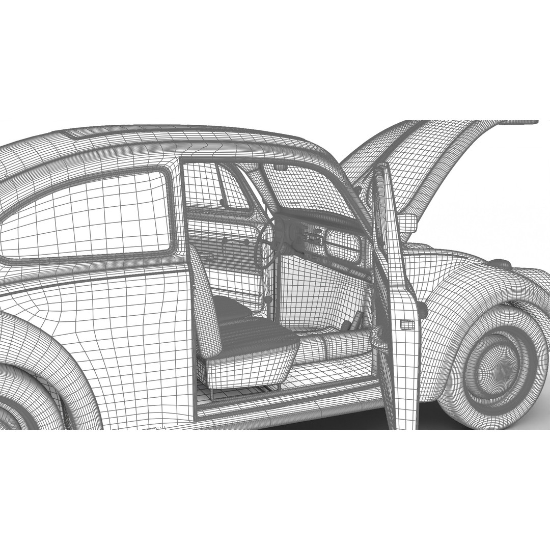 Volkswagen Beetle Herbie 1963 3D Model – High Poly Rigged Asset, FBX, OBJ - View 41