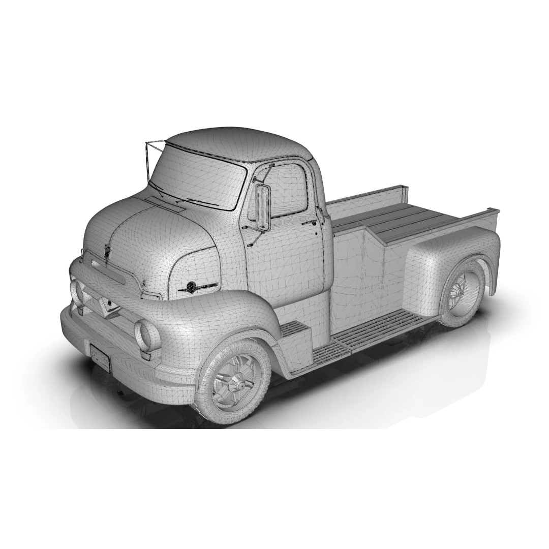 Custom 1950s COE Pickup Truck 3D Model – Game Ready Blender Asset, FBX