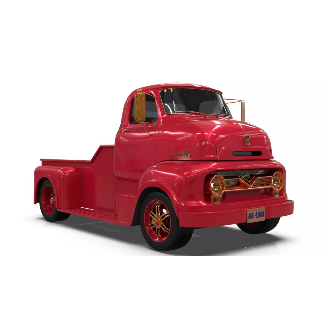 Custom 1950s COE Pickup Truck 3D Model – Game Ready Blender Asset, FBX - View 11