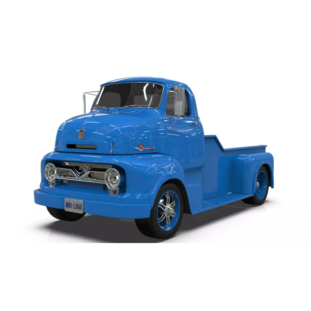Custom 1950s COE Pickup Truck 3D Model – Game Ready Blender Asset, FBX - View 18