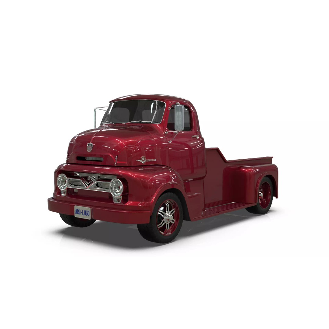 Custom 1950s COE Pickup Truck 3D Model – Game Ready Blender Asset, FBX - View 2