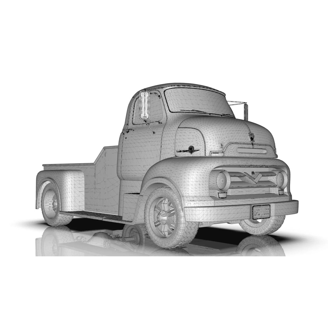 Custom 1950s COE Pickup Truck 3D Model – Game Ready Blender Asset, FBX - View 22