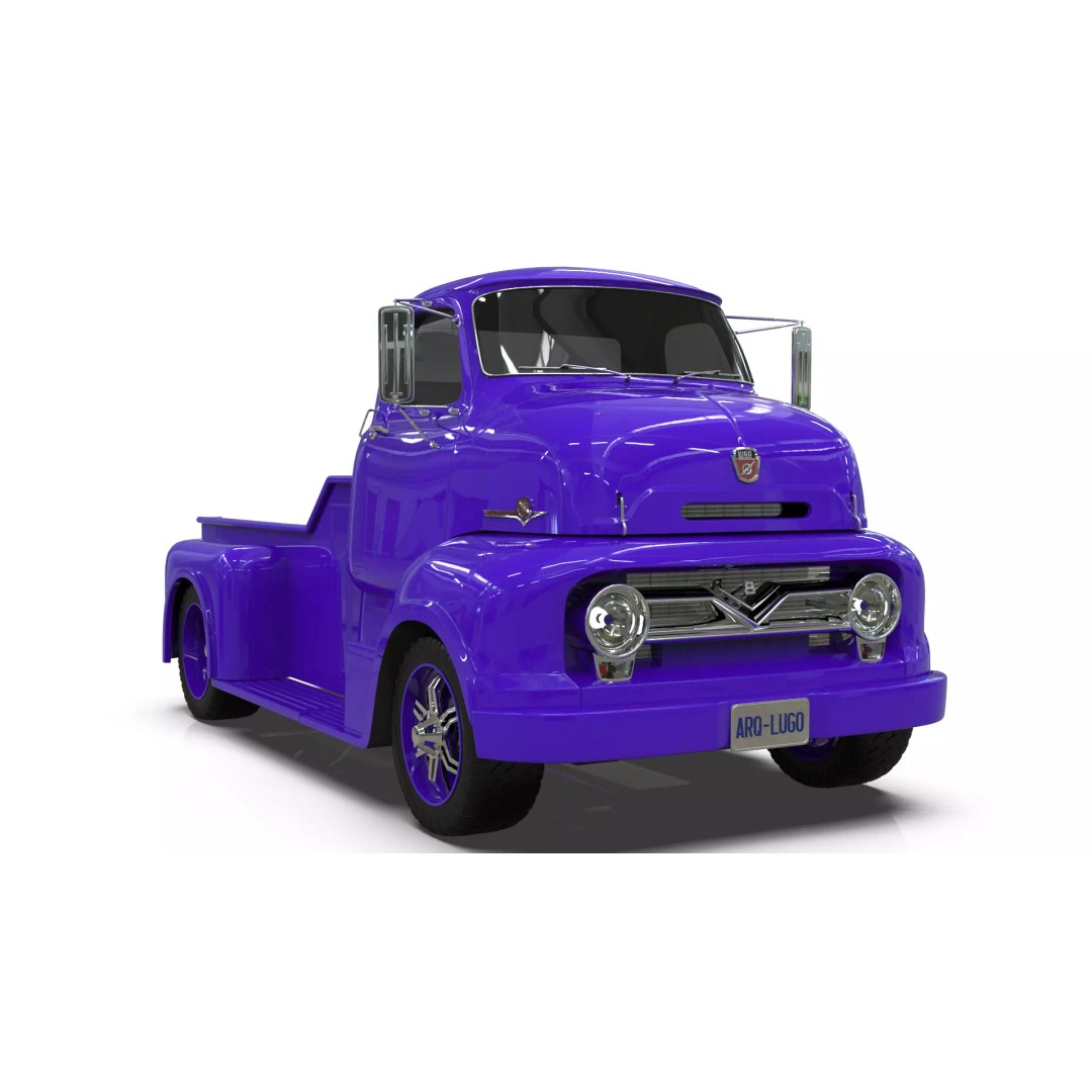 Custom 1950s COE Pickup Truck 3D Model – Game Ready Blender Asset, FBX - View 23