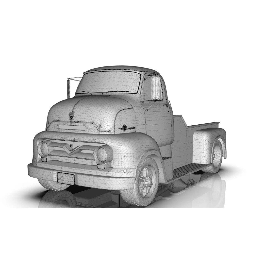 Custom 1950s COE Pickup Truck 3D Model – Game Ready Blender Asset, FBX - View 24