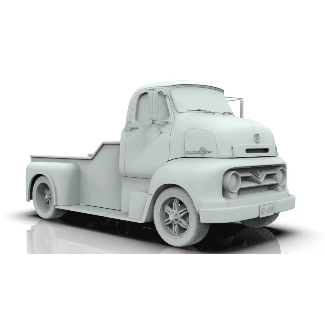 Custom 1950s COE Pickup Truck 3D Model – Game Ready Blender Asset, FBX - View 28
