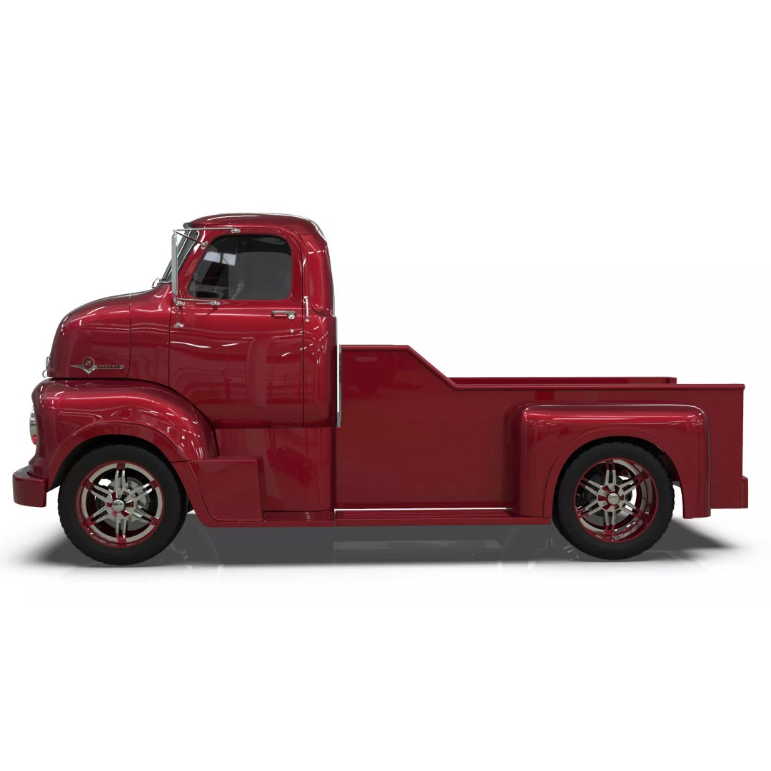 Custom 1950s COE Pickup Truck 3D Model – Game Ready Blender Asset, FBX - View 3