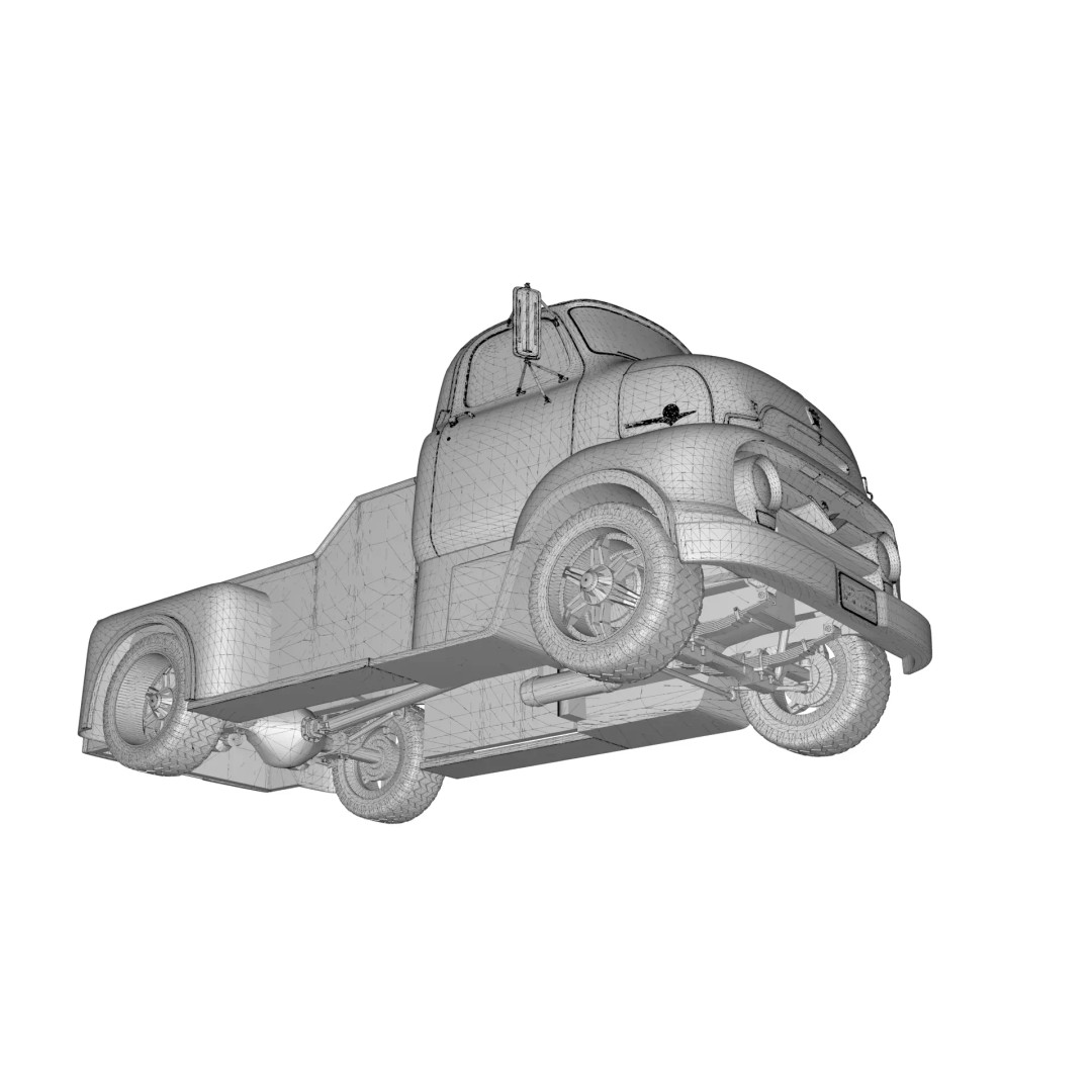 Custom 1950s COE Pickup Truck 3D Model – Game Ready Blender Asset, FBX - View 30