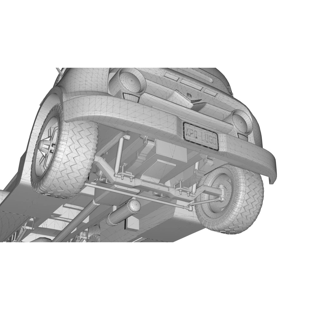 Custom 1950s COE Pickup Truck 3D Model – Game Ready Blender Asset, FBX - View 31