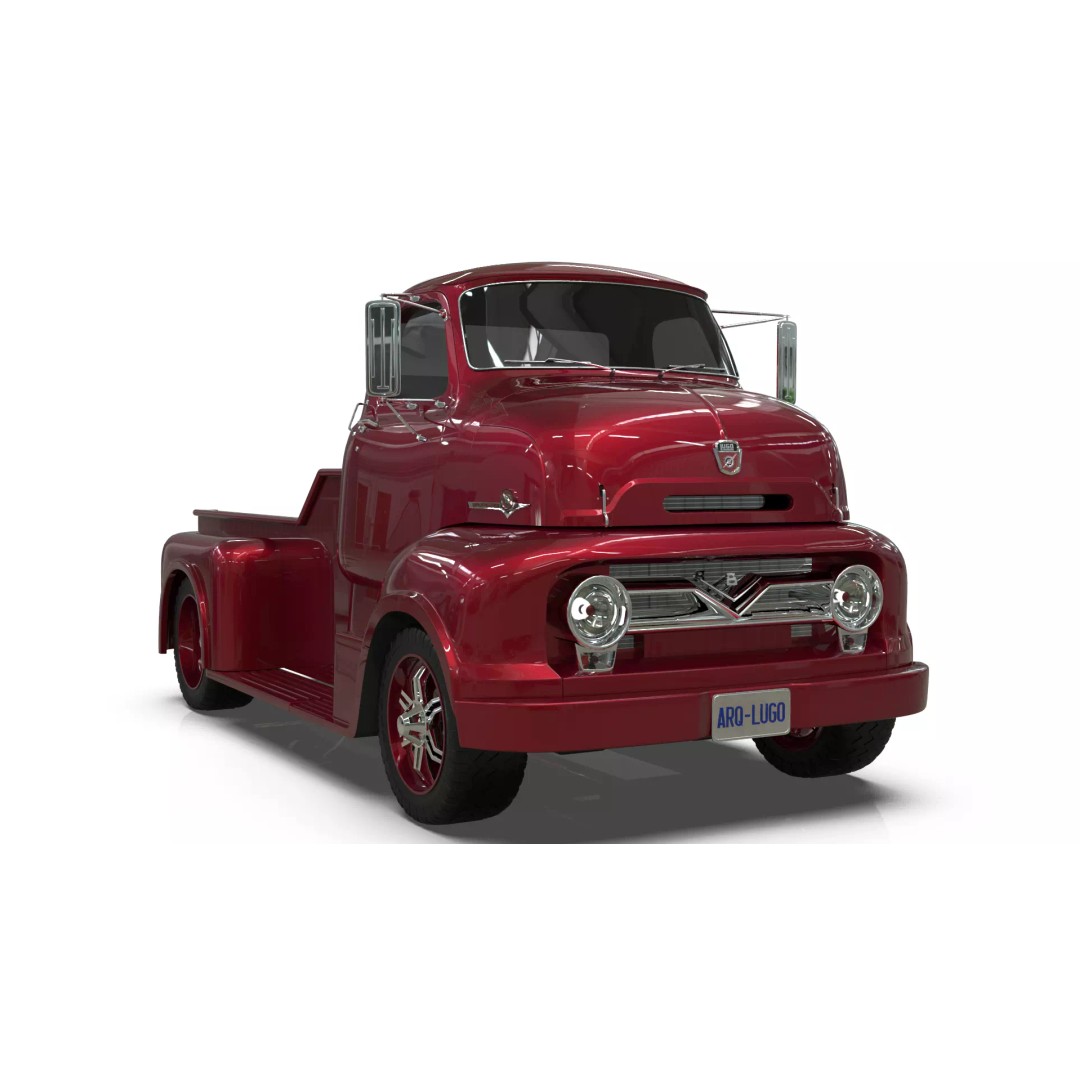 Custom 1950s COE Pickup Truck 3D Model – Game Ready Blender Asset, FBX - View 7