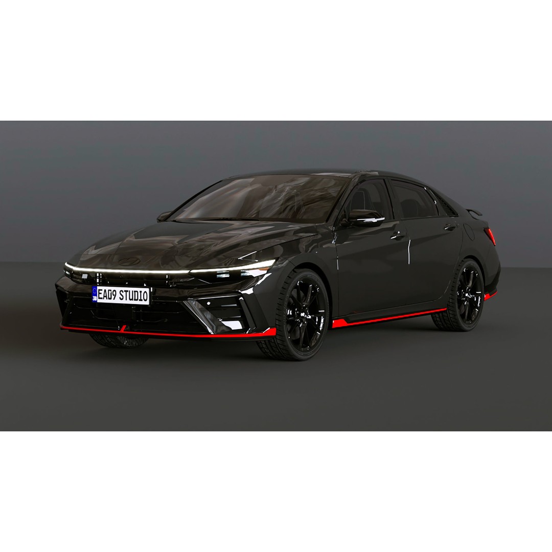 2025 Hyundai Elantra N 3D Model – High Poly Game Asset, FBX, OBJ - View 11