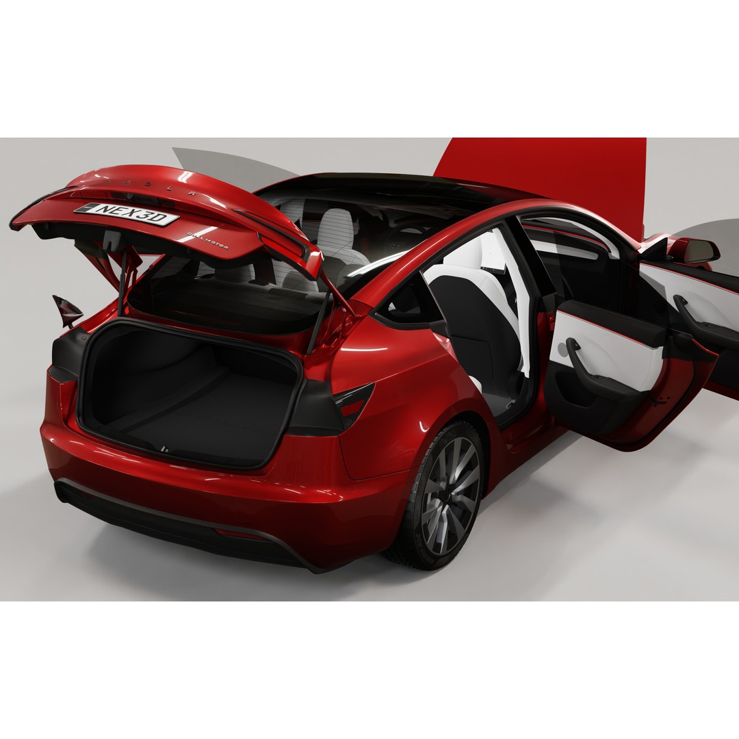 Tesla Model 3 2024 3D Model – High Poly Car Asset with Detailed Interior - View 11