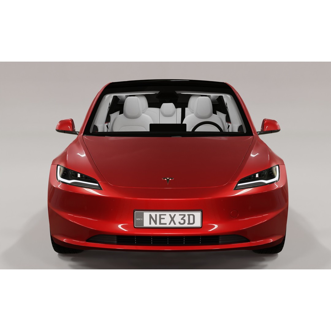 Tesla Model 3 2024 3D Model – High Poly Car Asset with Detailed Interior - View 13