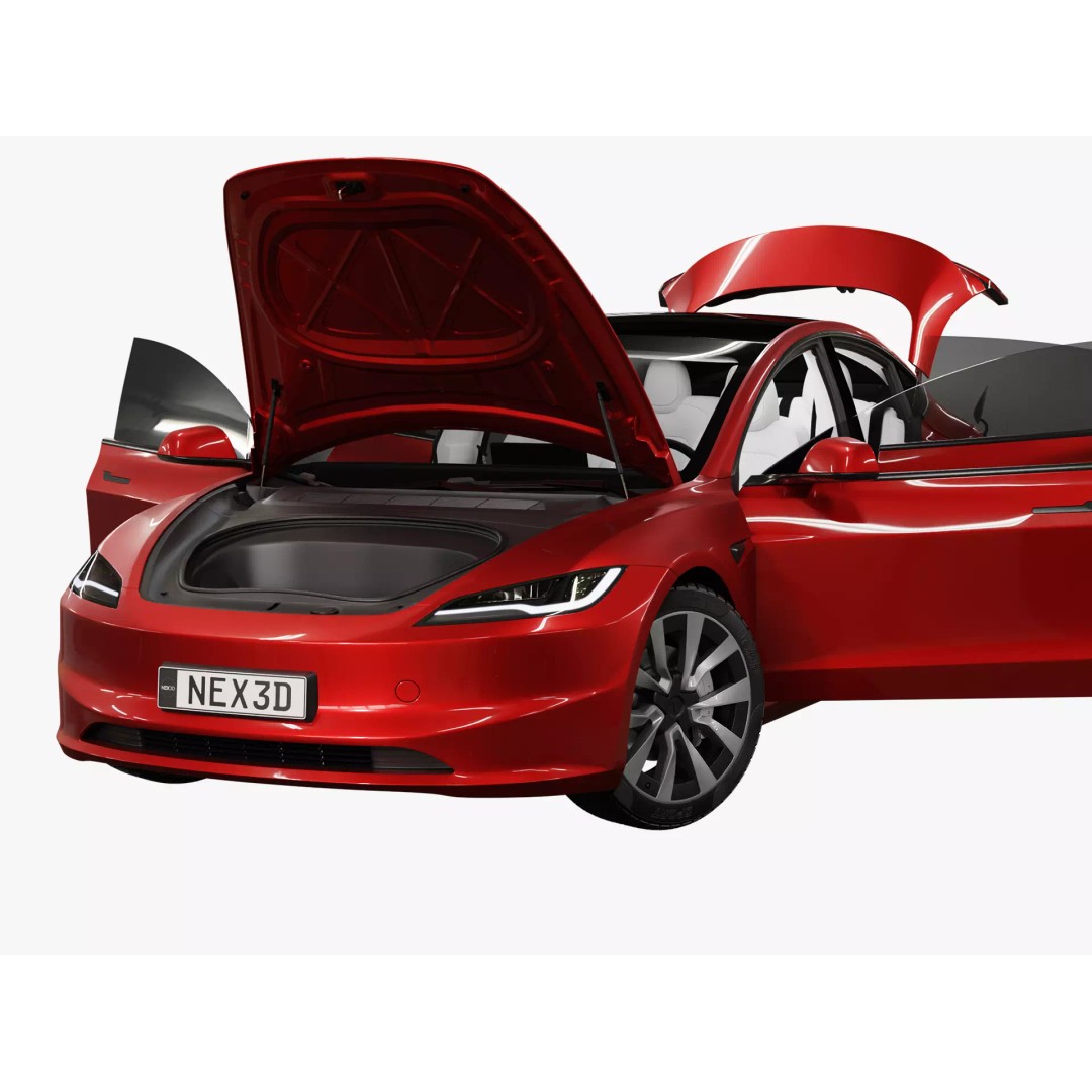 Tesla Model 3 2024 3D Model – High Poly Car Asset with Detailed Interior - View 2