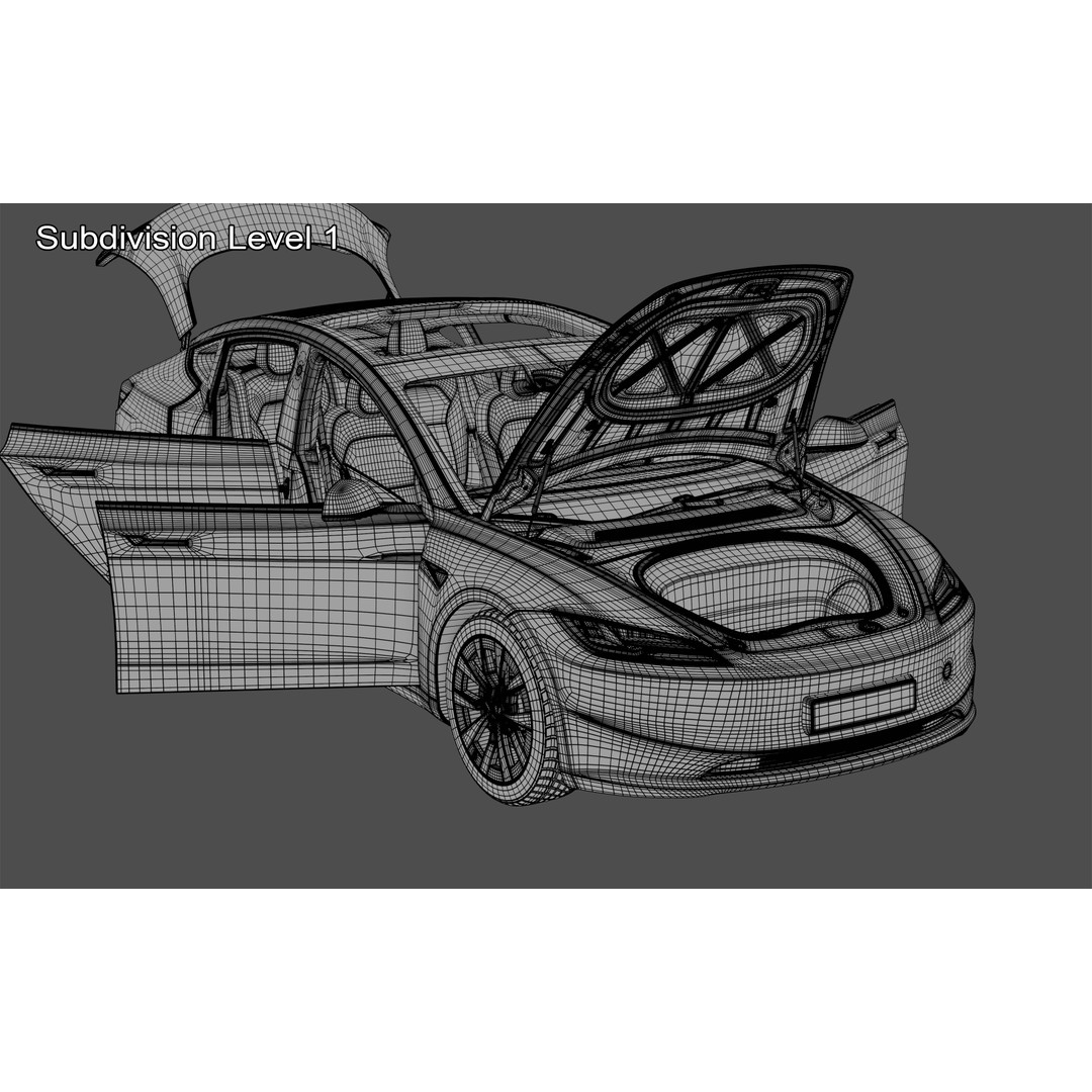 Tesla Model 3 2024 3D Model – High Poly Car Asset with Detailed Interior - View 30
