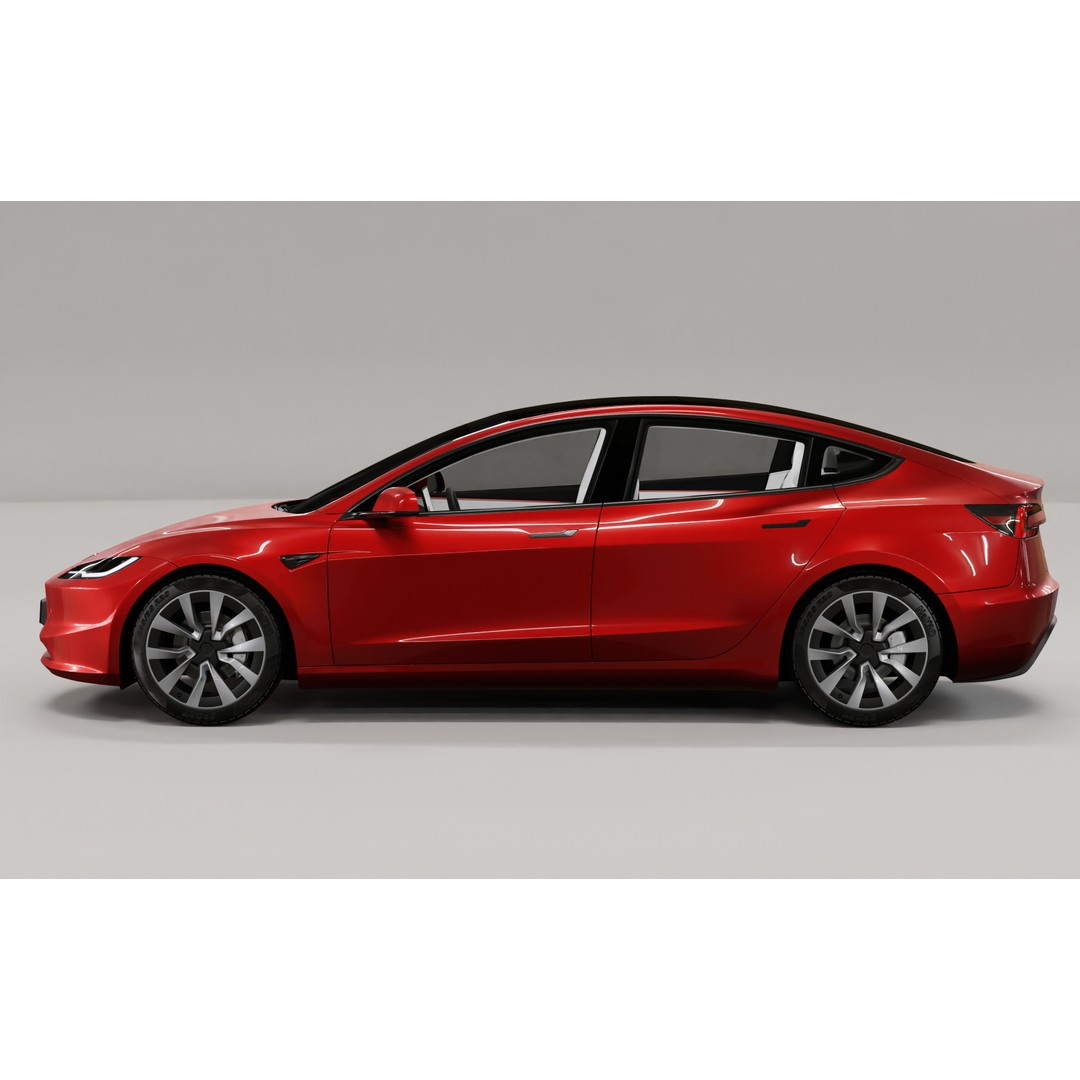 Tesla Model 3 2024 3D Model – High Poly Car Asset with Detailed Interior - View 5