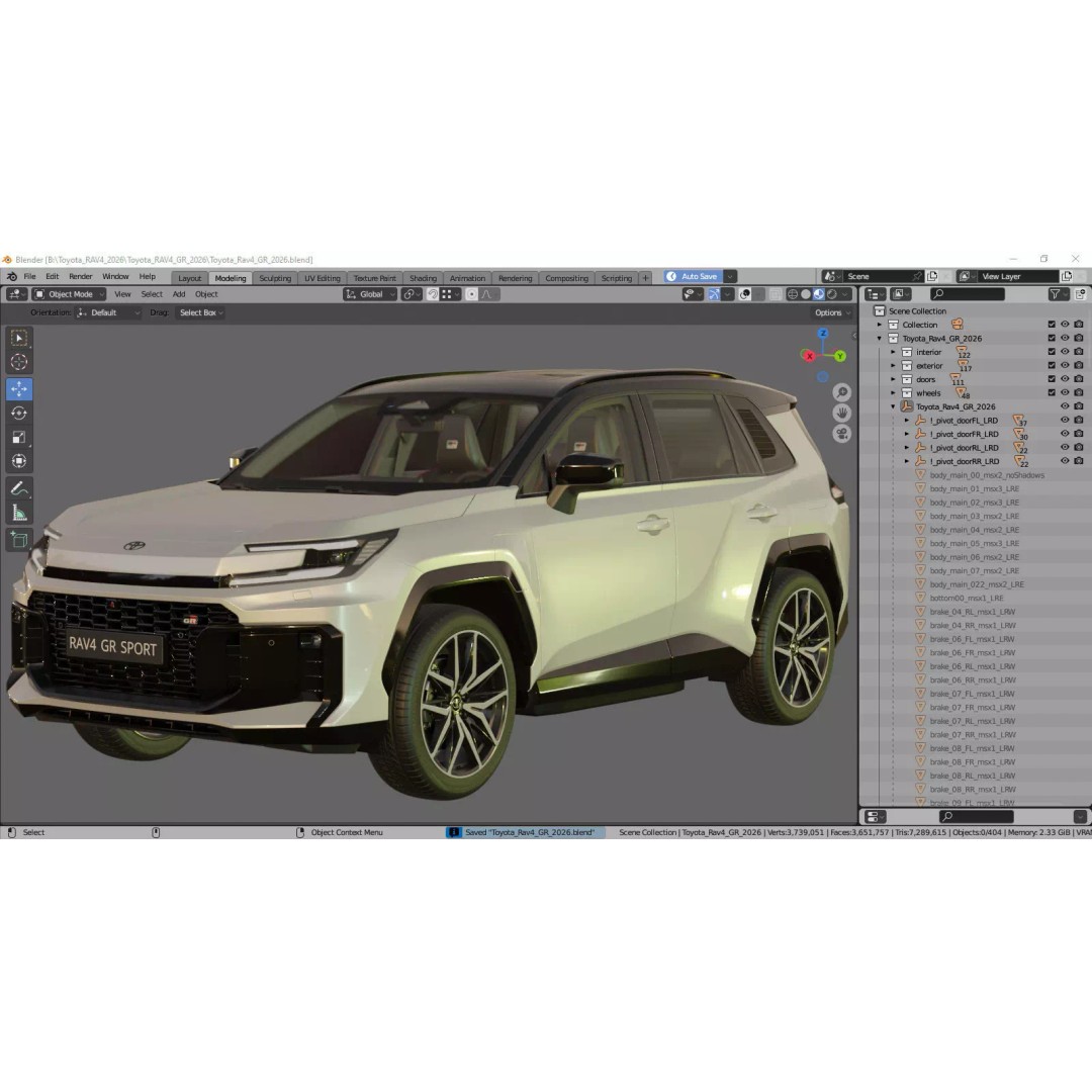 Toyota RAV4 GR Sport PHEV 2026 3D Model – High Poly Game Asset, FBX/OBJ/Blender - View 45