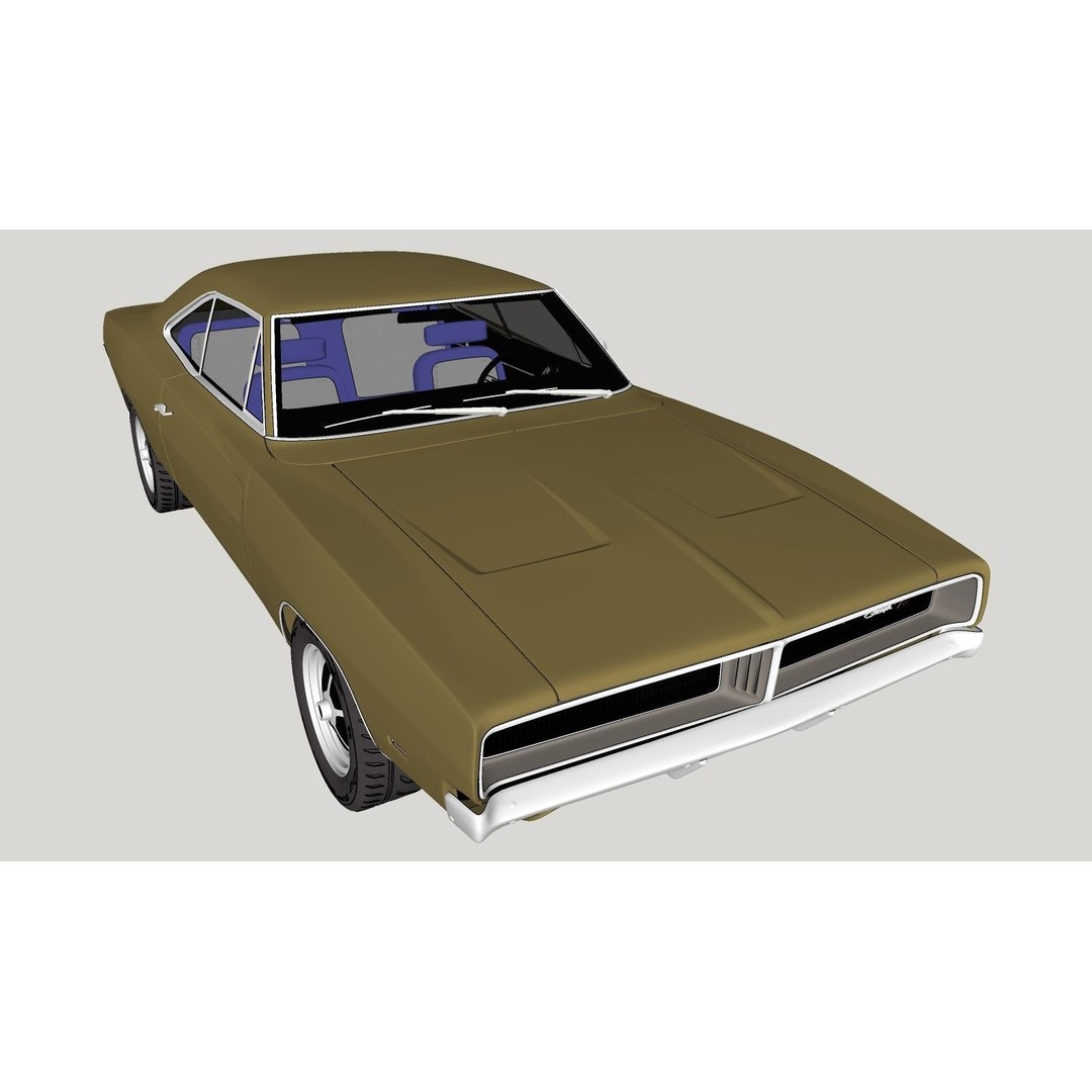 Dodge Charger 1969 3D Model – Classic Muscle Car, FBX & OBJ Formats - View 16