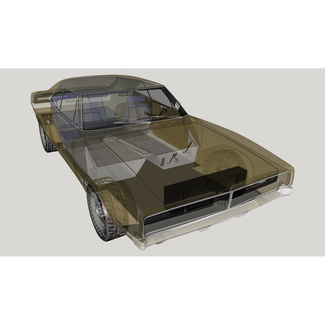 Dodge Charger 1969 3D Model – Classic Muscle Car, FBX & OBJ Formats - View 19