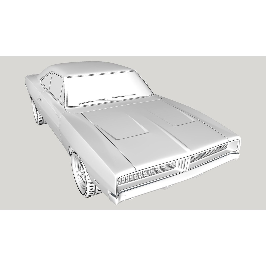 Dodge Charger 1969 3D Model – Classic Muscle Car, FBX & OBJ Formats - View 22